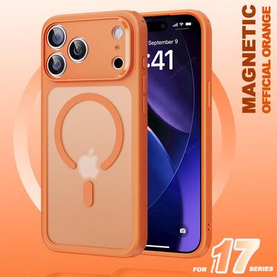 Neue Orange 17 Pro Max Handyhülle für iPhone 17 AIR 17 PRO Max Magnetisch Transparent Matt Kamera Glasfolie Schutz Magsafe Hülle