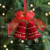 Red Flocking Christmas Bow Wreath Bell Christmas Tree Snowfall Elk Pendant Hanging Ornament Navidad 2025 Noel Home Party Decor