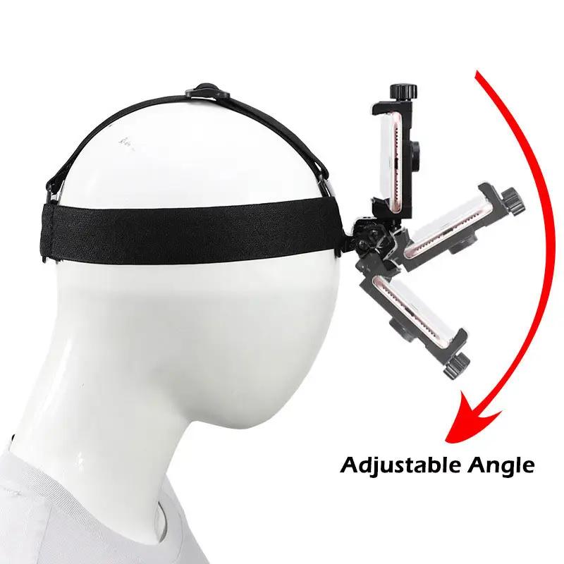 Hands Free Adjustable Head Strap Mount First Person View Phone Holder for Vlogging Cycling Skiing with Smartphone Safety Lanyard