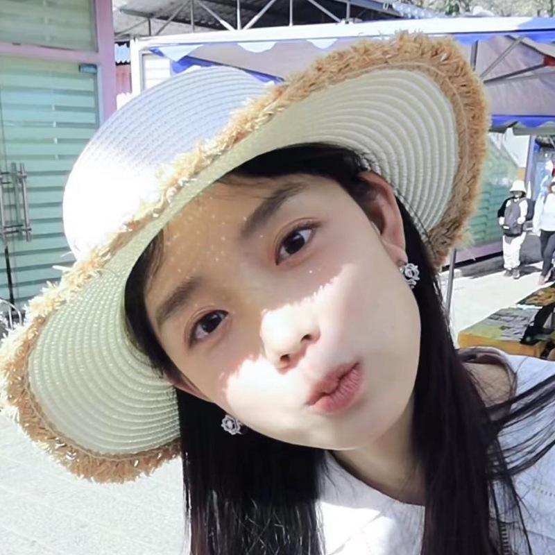 

JYL TS DIY British Straw Hat Style Sun Protection Woven Straw Brokenedgewhite_M(56-58cm） насыщенный черный