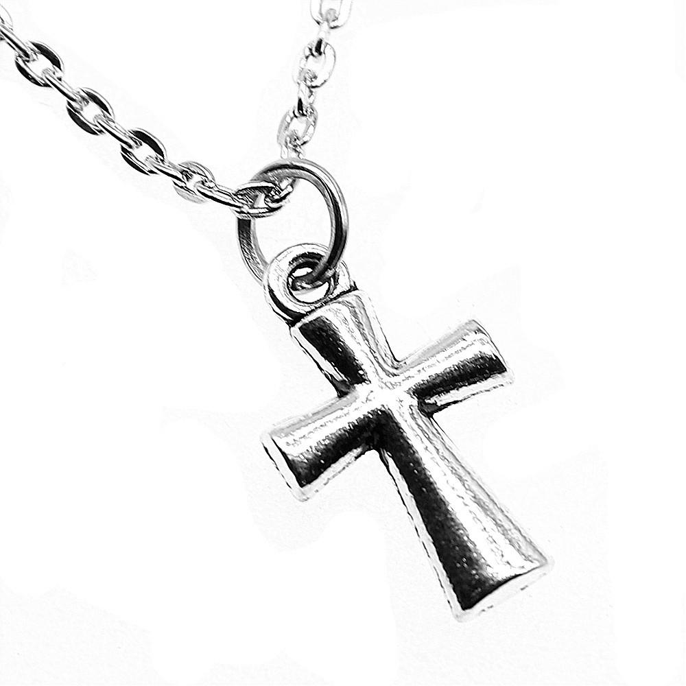 Pray Amulet Charm Necklace Cross Pendant Vintage Halloween Witchy Jewelry 43cm Chain