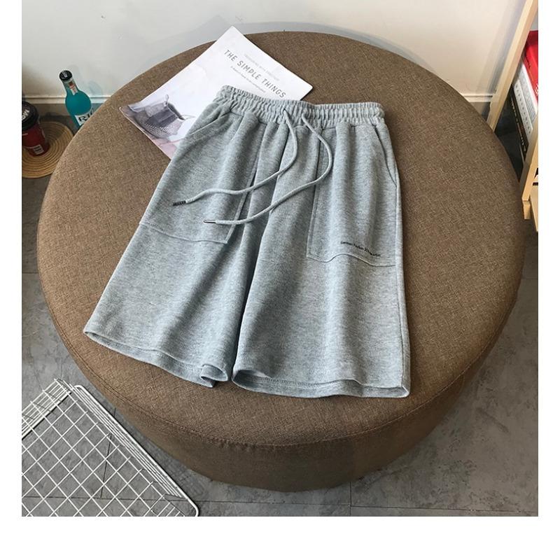 Summer Sports Shorts Casual Student High Waist Medium Pants Running Baggy Wide Leg Cropped Pants