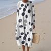 Women's Fashionable Casual Long-Sleeved Round Neck Floral Print Zipper Dress