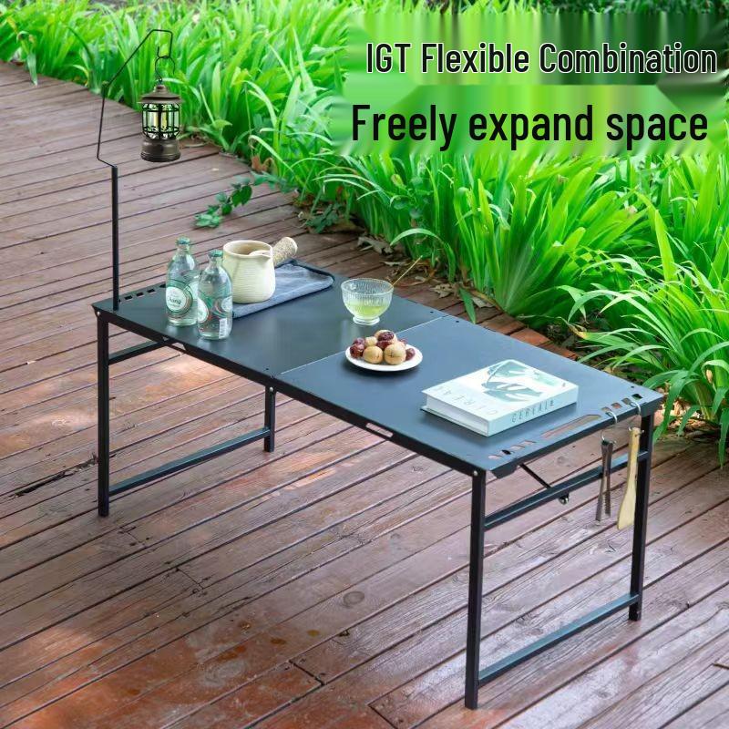 Portable Hydraulic BBQ & Picnic Table: Multi-purpose, Easy-Fold for Camping & Outdoor Use
