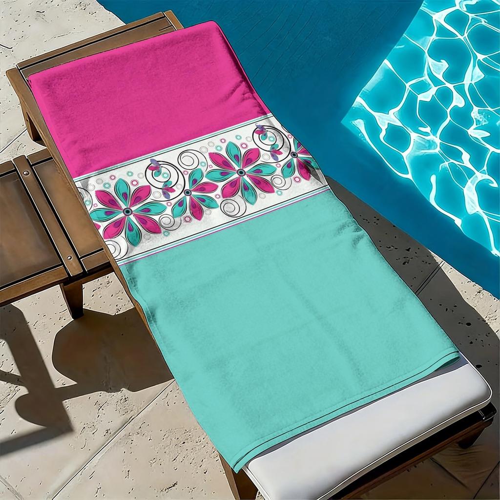 Tropical style with colorful floral patterns polyester microfiber beach towel highly absorbent, suitable swimming beach outings