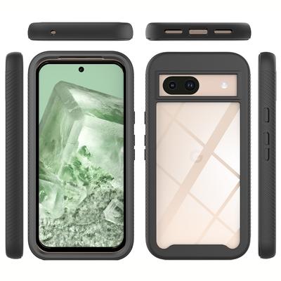 For Google Pixel 8a Case PC+TPU Clear Phone Cover with PET Screen Film All-Around Protection