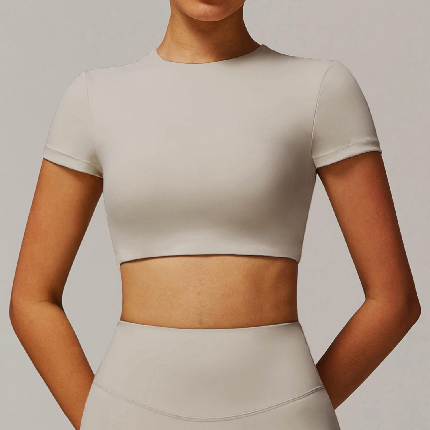 

Быстросохнущий топ с круглым вырезом, короткими рукавами, вырезом на спине, облегающий, для бега и фитнеса, футболка для женщин XL