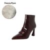 Fashion NEW Autumn Women Boots Pointed Toe High Heel Shoes Split Leather Shoes for Women Elegant Modern Boots Daily Shoes Zipper Boots