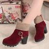 Divatos Téli Magassarkú Csizma Meleg Plüss Négyzetes Sarok Téli Cipő Női Csizma Női Divatmárka Bokacsizma Hócsizma 2024