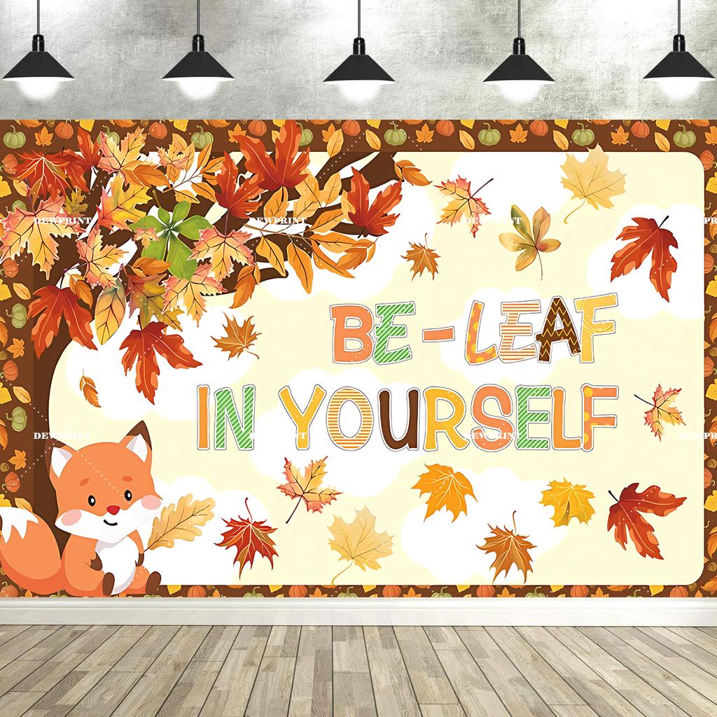 Hello Fall Backdrop Decoration Pumpkin Photography Background Banner Maple Leaf Photo Props for Thanksgiving Party Decoration