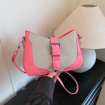 Retro Texture and Large Capacity 2025 Spring New Retro Contrasting Color Splicing Fashionable One-shoulder Crossbody Armpit Bag