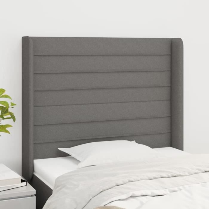 VidaXL Tête de lit avec oreilles Gris foncé 93x16x118-128 cm Tissu3119703
