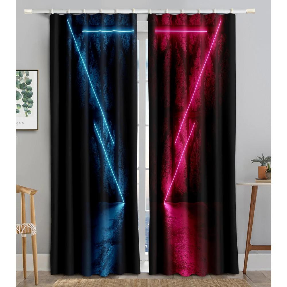 Neon Emitted Light Filtering 3D Printing WaveBlackout Window Panel Curtain Living Room Room Bedroom Bathroom Kicthen Door Cupboard Decor Hooks