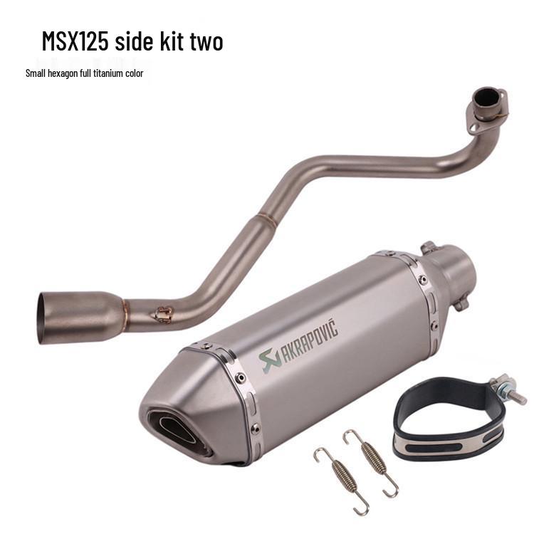 Silver Steel Dual Tail Exhaust for Monkey 125 MSX125 Horizontal Cylinder