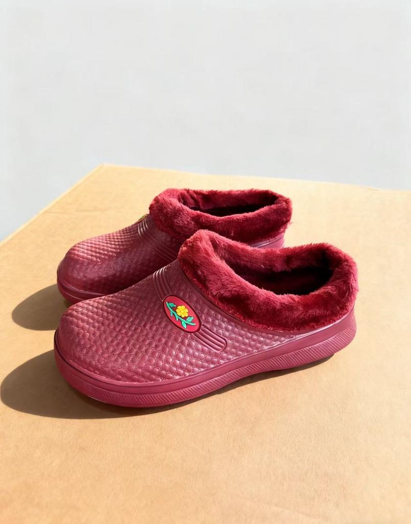 Winter velvet half-mop cotton rain shoes thick-soled integrated EVA warm and waterproof half-slippers cotton slippers