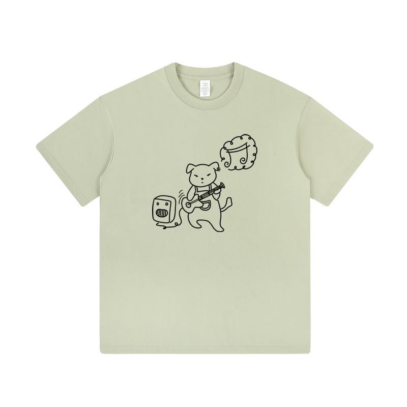 Cartoon Doodle Print Short Sleeve Cotton T-Shirt - Fun & Loose Summer Couple Wear