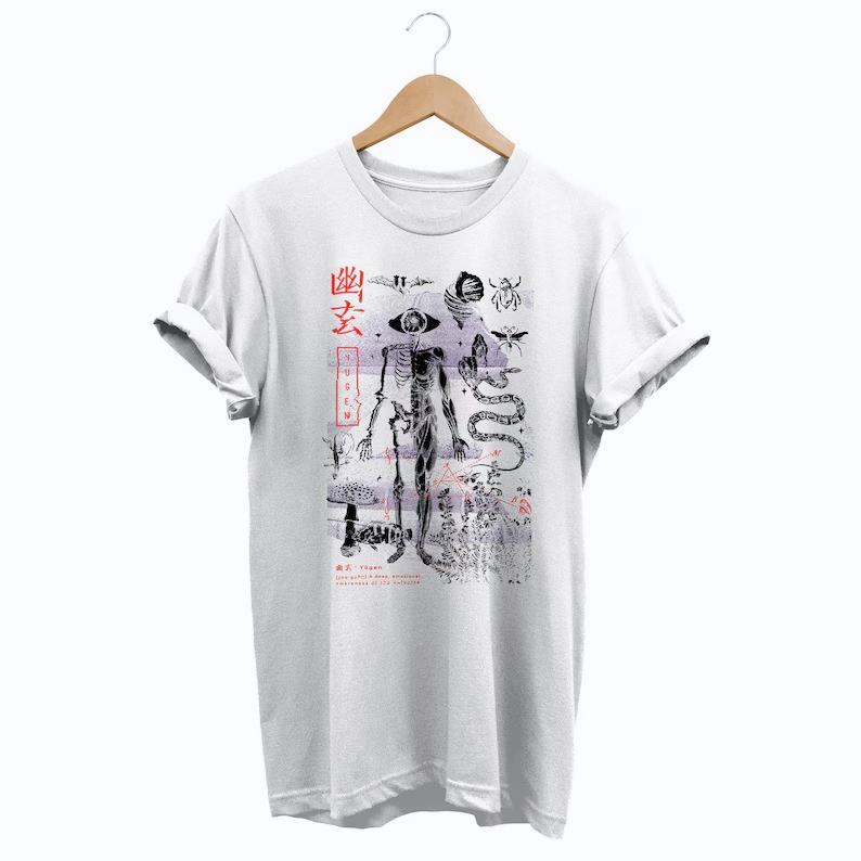 Japanese Death Wisdom Tshirt Alternative Grunge Graphic Y2k Tshirt Y2k Retro Print Men Women Harajuku Vintage Streetwear Tops