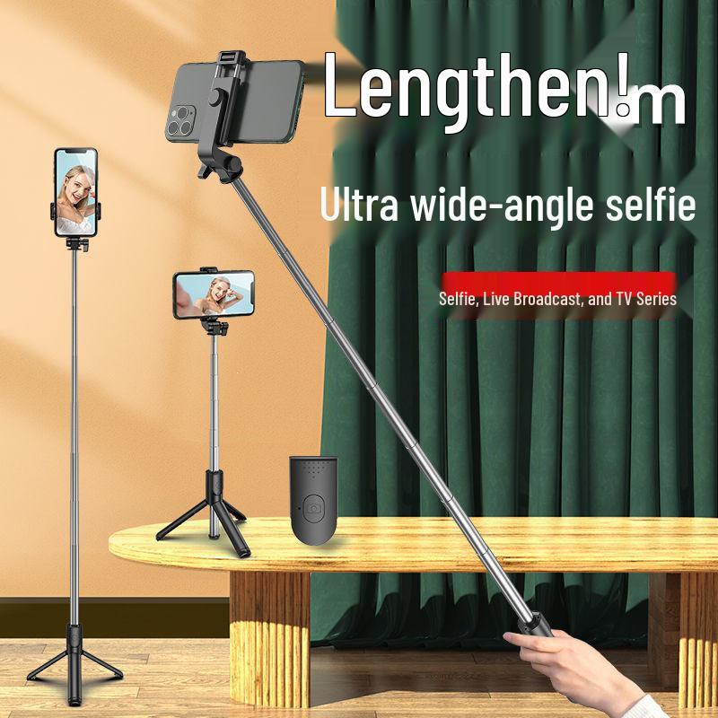 Portable 1-Meter Selfie Stick with Bluetooth, Fill Light, Multi-Purpose Tripod, and Phone Holder for Photography and Live Streaming