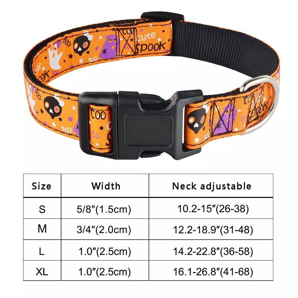 Orange Nylon Halloween Dog Collar Small Medium Large Pet Puppy Collar Adjustable