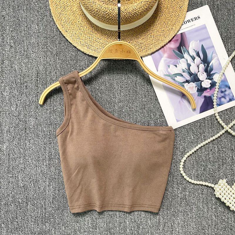 Summer Vest for Women Outwear 2024 New Arrival Sexy Short Sleeveless with Chest Pad Tops Sexy Scheming off-the-Shoulder Sling