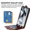 Etui na Samsunga Galaxy S25 Ultra z przegródkami na karty, skórzane etui na telefon z klapką pionową