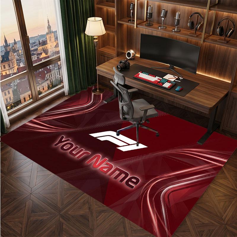 F1 Personalized Crystal Velvet Carpet, Customized Name Text Soft Anti‑Slip Rug for Living Room Bedroom