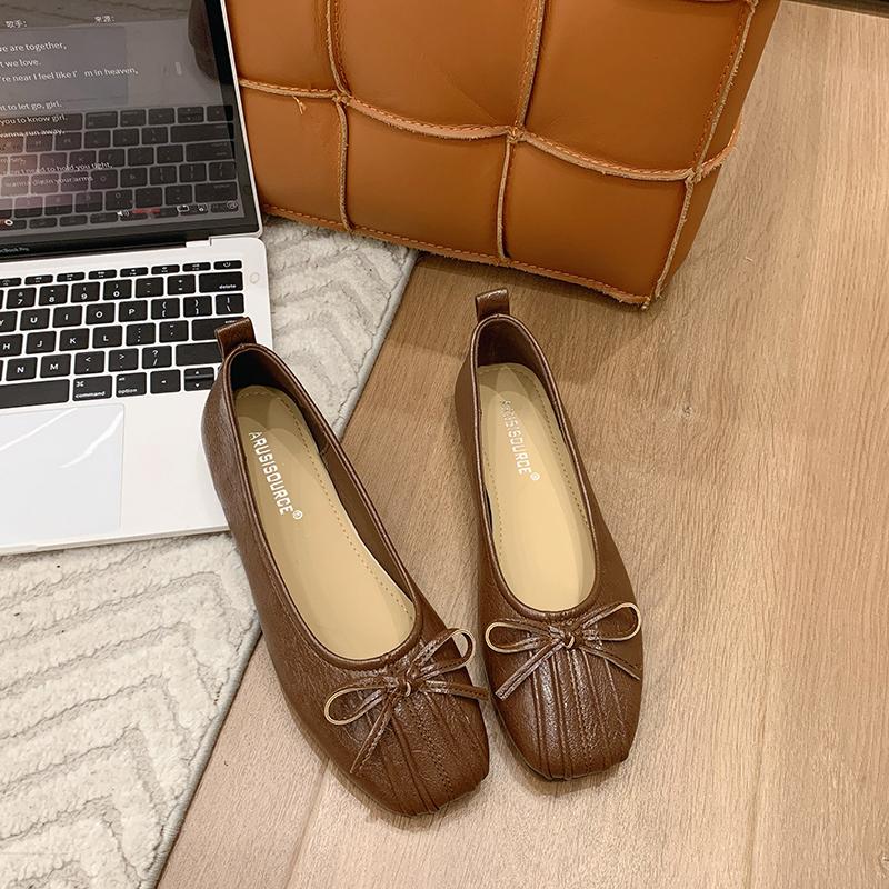 Shoes Woman 2025 Low Heels Bow-Knot Autumn Female Footwear Shallow Mouth New Grandma Summer Butterfly Boat Fall Dress Butterfly-