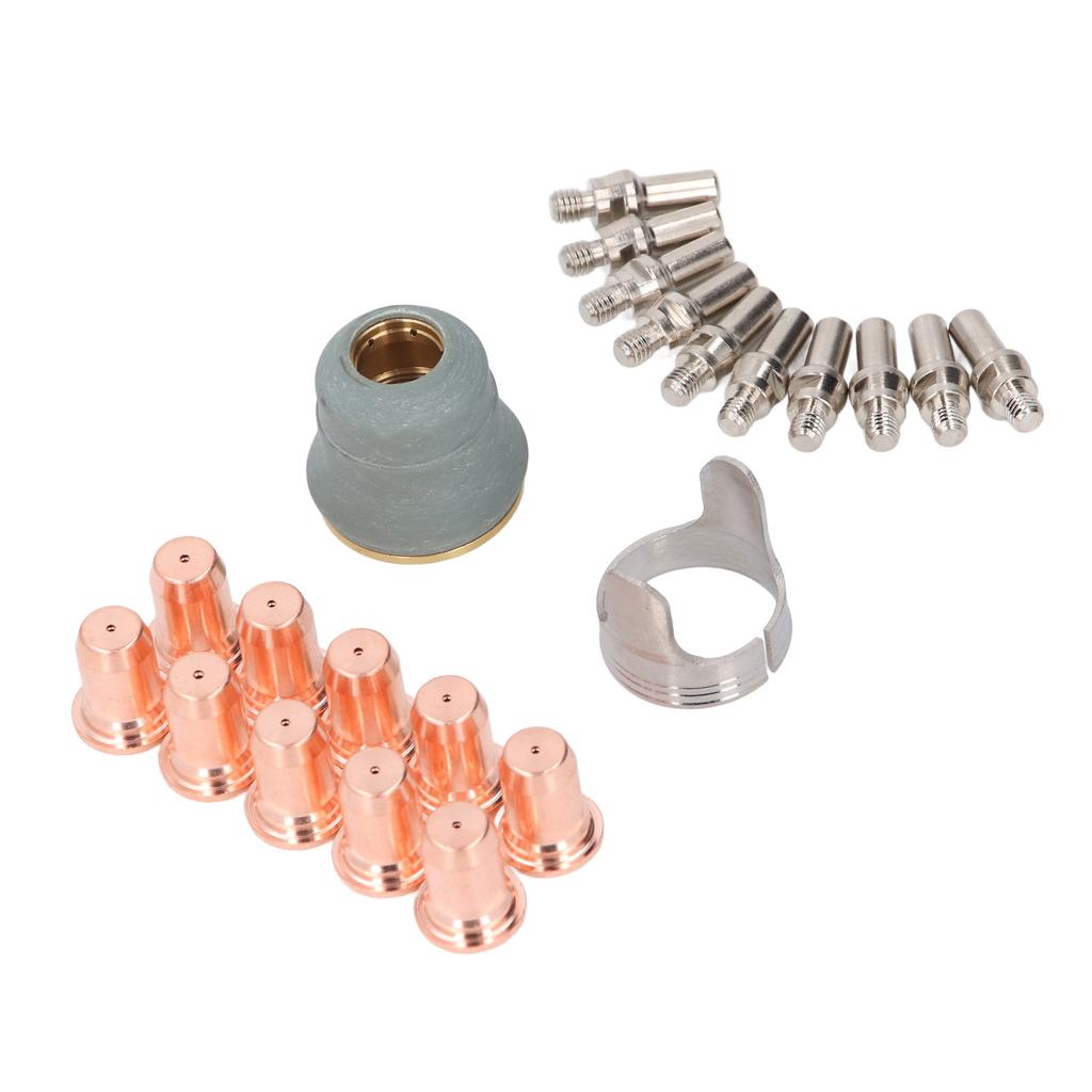 22 Pcs Set Plasma Cutter Electrode Tip Kit Brass Electrodes Tips Shield Cap and Standoff Guide for PT60