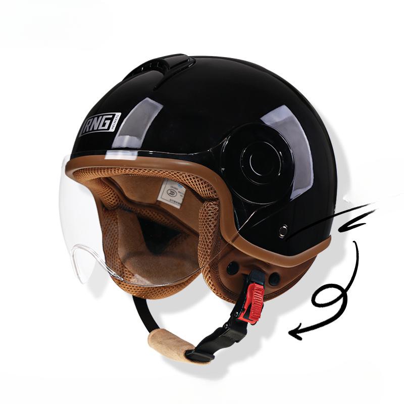 New National Standard 3C Certified Motorcycle Helmet Retro Motorcycle Helmet 3/4 Men and Women's Helmet Electric Vehicle Helmet