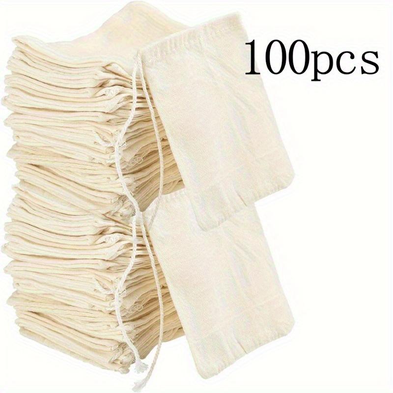 

100 Pack Linen Drawstring Bags with Secure Closure Natural Fabric Storage Bags Jewelry Organizer Pouch Reusable Storage Sacks