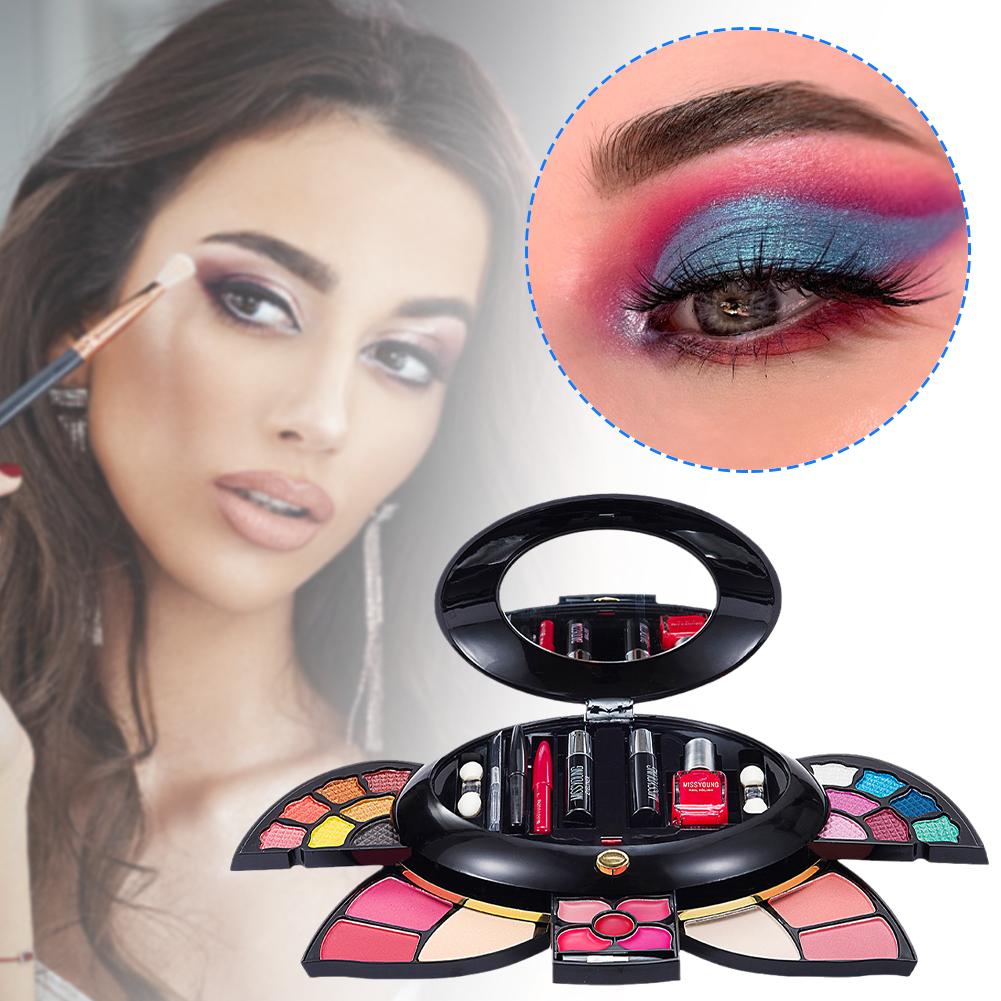 Profesjonalna Paleta Makijażu Z Lusterkiem Błyszczyk do Ust Lakier do Paznokci Tusz do Rzęs i Kobiety Dla Dziewczyn K U0F2