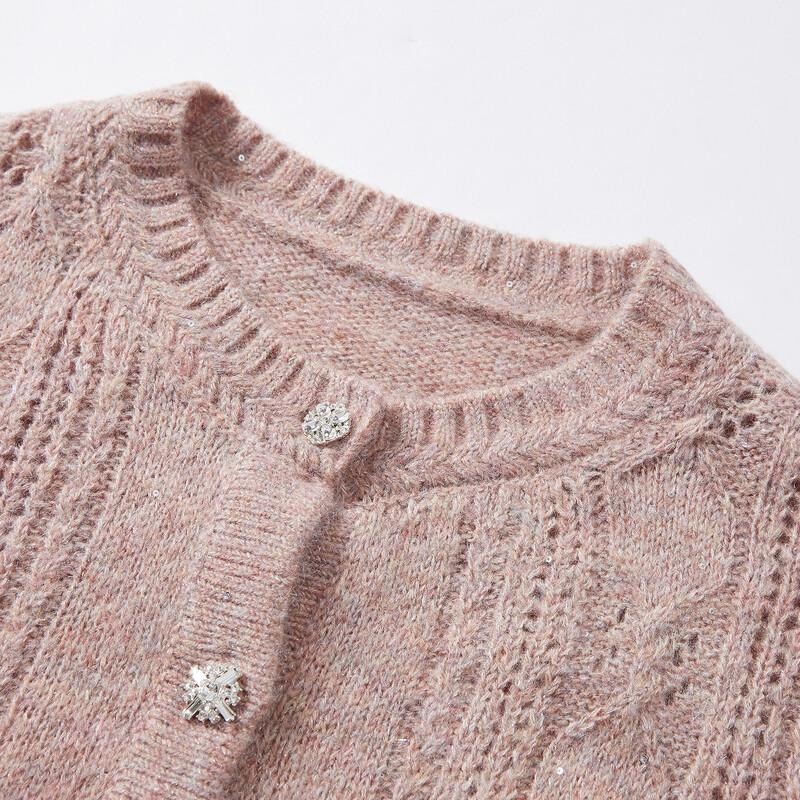 Retro Sequin Yarn Knit Cardigan