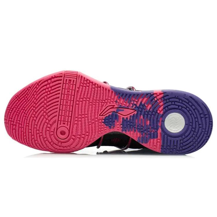New LINING Speed 8 Basketball Shoes Men Low Top Black/Pink/Purple ABAR071-2