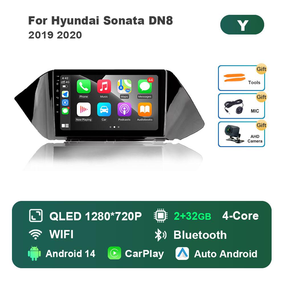 For Hyundai Sonata DN8 2019 2020 Car Radio Multimedia Player Android 14 GPS Navigation 4G Carplay DSP Stereo WiFi Auto Tools