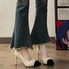High Heel Shoes For Women Fashion Pu Pointed Toe Slip On Elegant Spring Office Wear