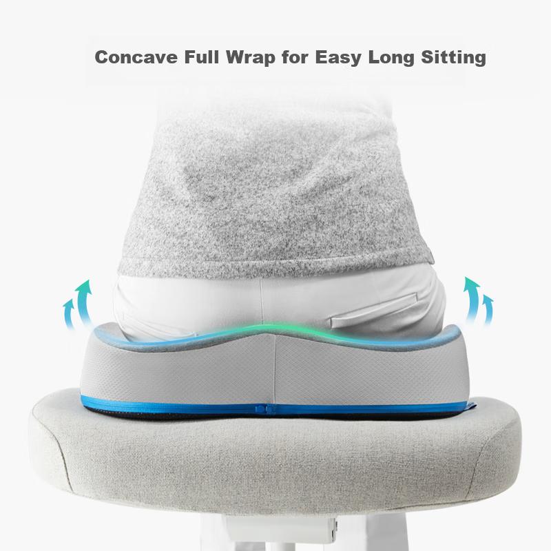 JAGO Office Chair Cushion, Breathable Memory Foam Seat Pad, Long-Sitting Aid, Tailbone Pressure Relief, Hemorrhoid Butt Pad