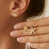 Salircon 3 Pair Summer Starfish Conch Scallop Stud Earrings for Women Vintage Exquisite Earring Set Vacation Jewelry Accessories