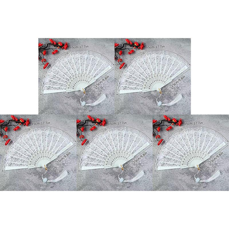 Folding Fan Lace Flower Decor Chinese Style Fan Hand Held Anitque Art Craft Japnese Summer Female Dance Home Party Decoration