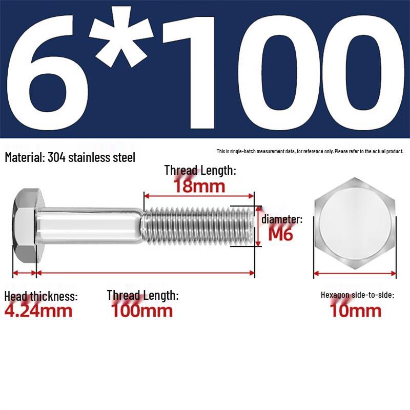 304 Stainless Steel Hex Head Partially Threaded Bolt