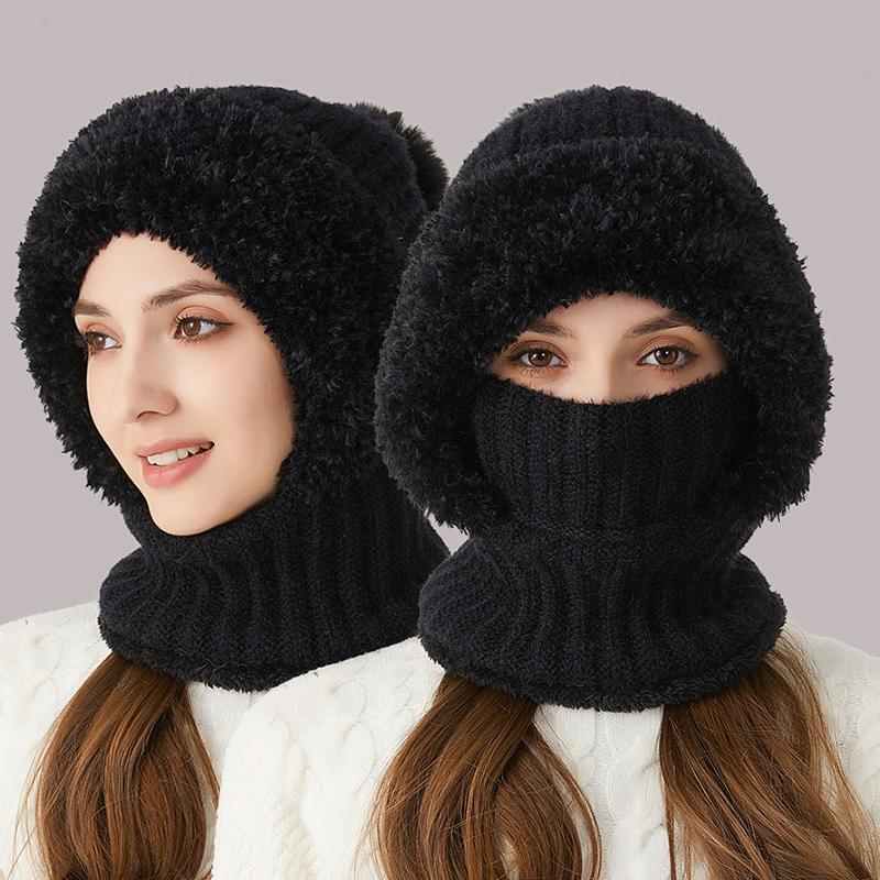 1Pc All-in-one Outdoor Hiking Winter Acrylic Fiber Warm Face and Neck Cover Plush Knitted Hat Cycling