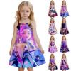 Girls Summer Sleeveless Dress Casual A-Line Dress Cartoon Print Sleeveless Dress Lightweight Soft Fabric Dress for Kids