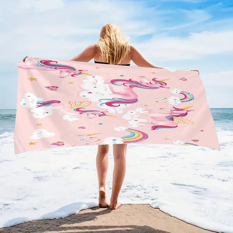 1pc, Cute Pink Unicorn Beach Towel, Size Is Soft, Sandproof And Lightweight, Suitable for Swimming, Pools And Camping