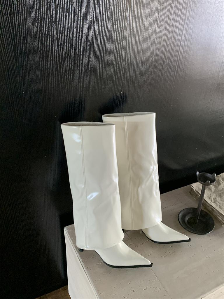 High-heeled Pointed Brown Maillard Trousers Medium Boots Women's Shoes 2025 New Spring and Autumn Winter Long Tube Knight Boots