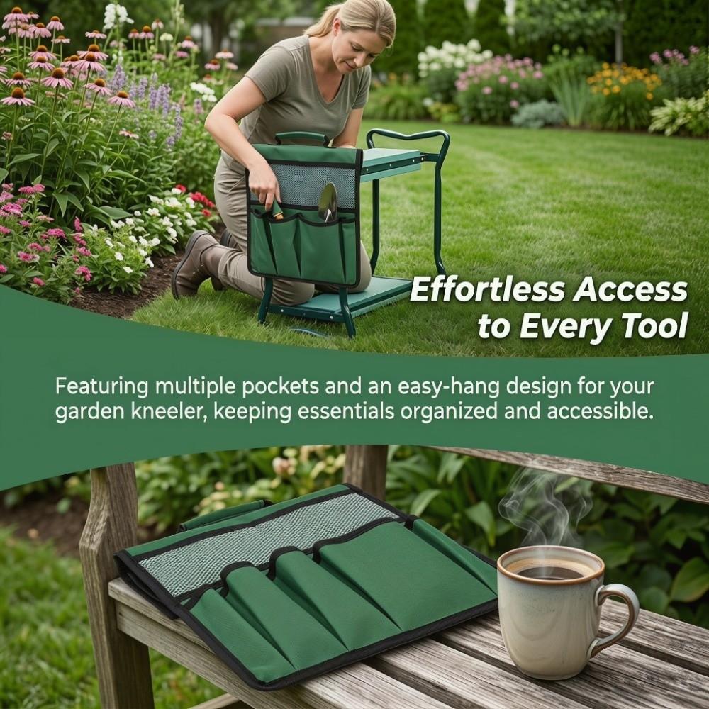 Foldable Garden Kneeler Tool Bag Garden Stool Storage Pouch  Outdoor Gardening Work