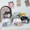 New Street Trend Horizontal Square Messenger Bag Women's Transparent Cat Ear Mobile Phone Bag Double Shoulder Strap Zipper Open Lid