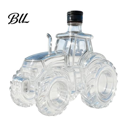 Borosüveg légmentesen záródó tetővel Traktor alakú Whiskey pohár Dekanter, 300 ml tetővel, Átlátszó palack Otthoni Bár Dekoratív Párlatokhoz, Egyedi Újdonság white