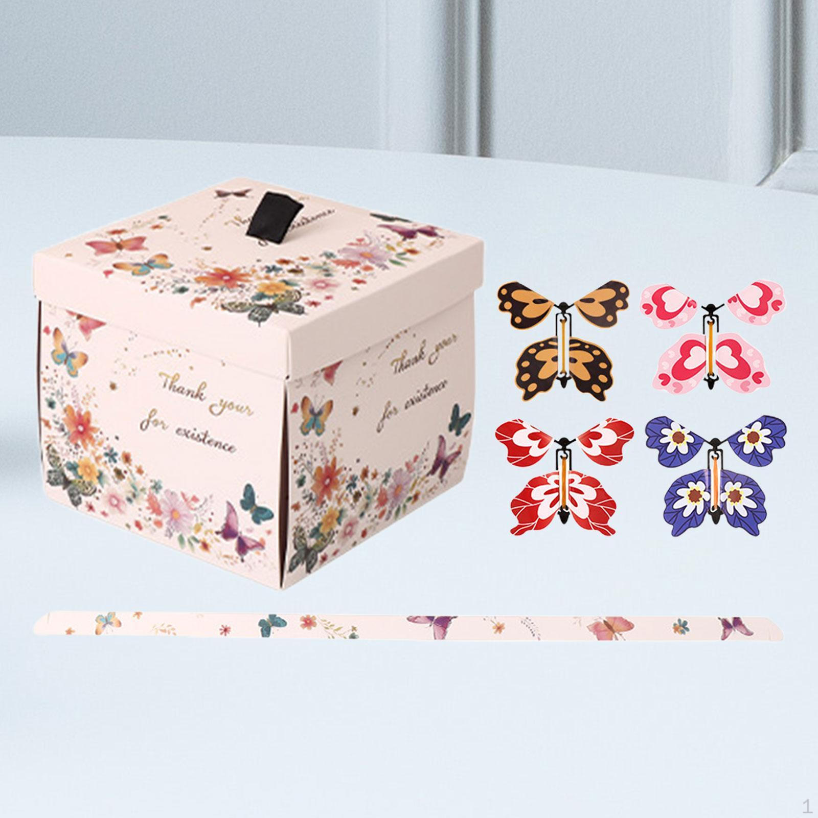 

Подарочная коробка с летающей бабочкой, сюрприз, креативная игрушка на резинке, книга белый