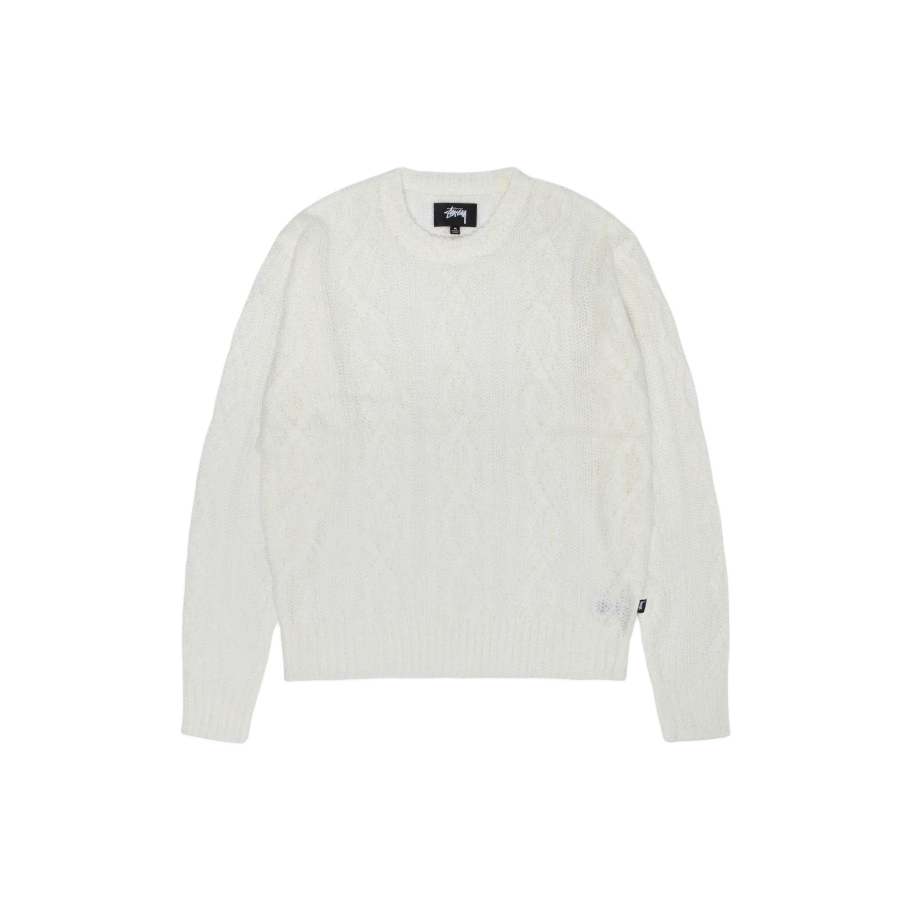 Свободный вязаный свитер Stussy с косами 117228 L white