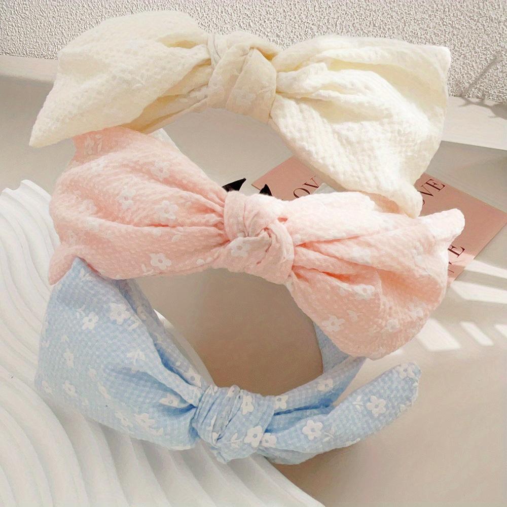 New 2025 Hair Styling Accessories Small Flower Hairbands for Women Girls Soft Wide Hoops Big Bowknot Cross Headband Summer Gift