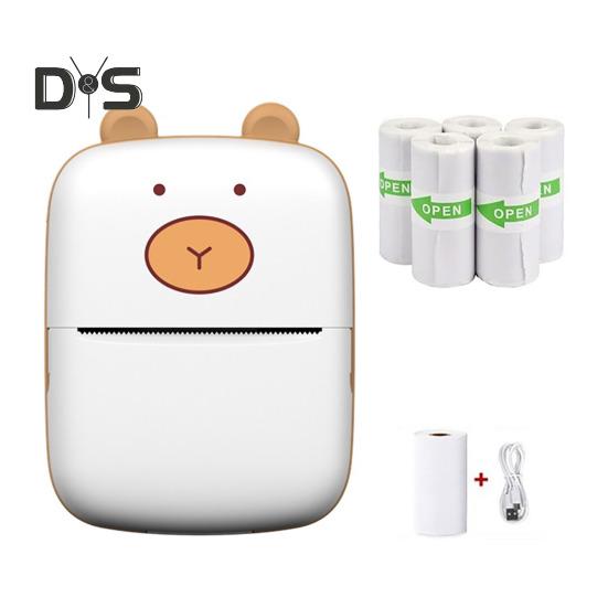 

Портативный беспроводной принтер для путешествий, совместимый с Bluetooth, термопринтер без чернил для IOS и Android, небольшой принтер для ноутбуков с 5 рулонами бумаги для 1 Set